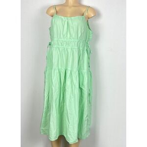 Gap Tiered Midi Dress Womens Medium Mint Green Cotton Adjustable Straps Summer